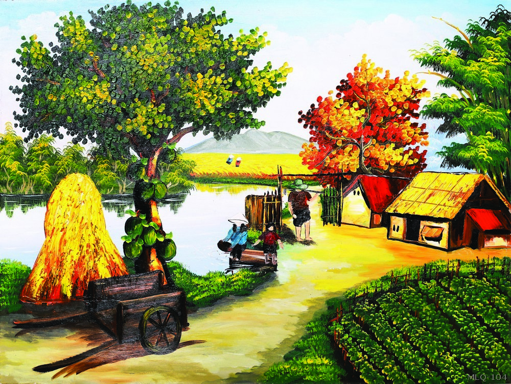 Phong cảnh làng quê - sơn dầu MLQ-104